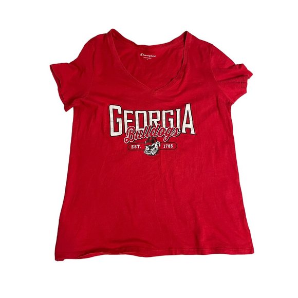 Georgia Bulldogs Ladies Size Large Short Sleeve V Neck Tee NCAA Football College - Picture 2 of 6